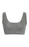 Prada Ribbed Silk Cropped Bra Top In Grey