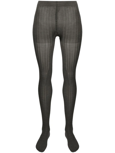 Prada Ribbed Sheer Tights In Grey