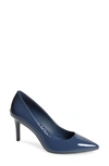Calvin Klein Gayle Pointed Toe Pump In Dark Steel Blue Leather