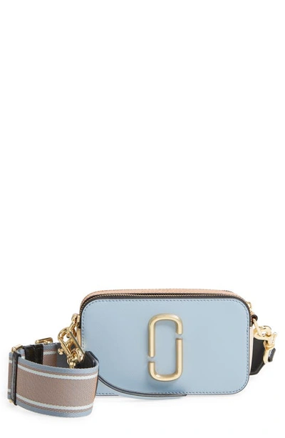 Marc Jacobs The Snapshot Leather Crossbody Bag In Skyline Blue Multi