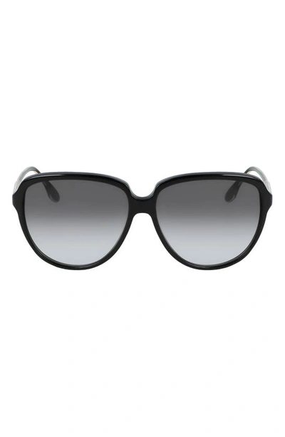 Victoria Beckham 60mm Gradient Round Sunglasses In Black/ Grey Gradient