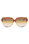 Victoria Beckham 60mm Gradient Round Sunglasses In Caramel/ Yellow/ Pink Gradient