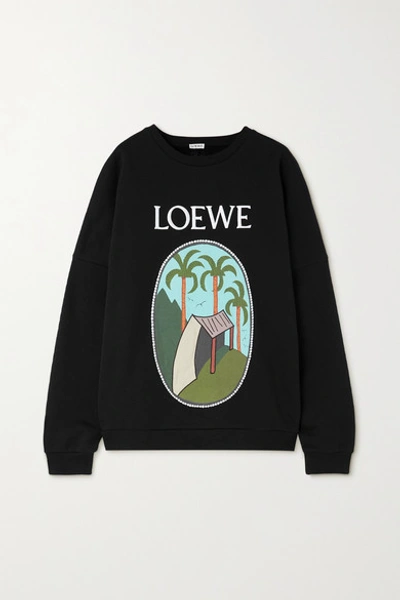 Loewe + Ken Price La Palme Embroidered Printed Cotton-jersey Sweatshirt In Black
