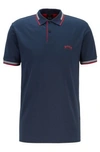 Hugo Boss - Slim Fit Polo Shirt In Stretch Piqu With Curved Logo - Dark Blue