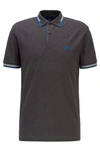 Hugo Boss - Slim Fit Polo Shirt In Stretch Piqu With Curved Logo - Dark Grey