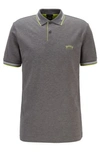 Hugo Boss - Slim Fit Polo Shirt In Stretch Piqu With Curved Logo - Grey