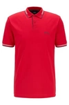 Hugo Boss - Slim Fit Polo Shirt In Stretch Piqu With Curved Logo - Red
