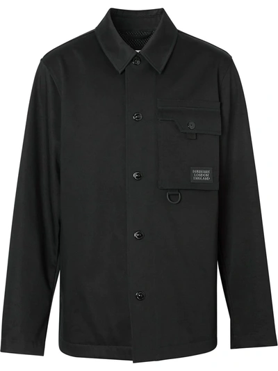 Burberry Logo Appliqué Cotton Jacket In Black