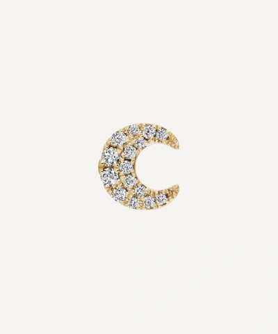 Maria Tash 18ct Diamond Moon Single Threaded Stud Earring In Gold