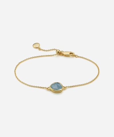 Monica Vinader Gold Plated Vermeil Silver Siren Aquamarine Fine Chain Bracelet