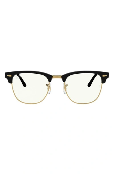 Ray Ban 49mm Clubmaster Blue Light Blocking Everglasses In Black