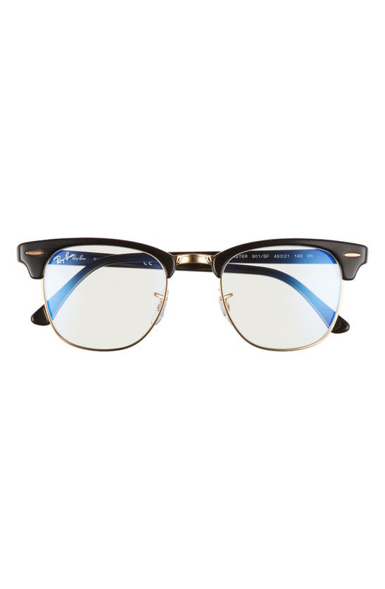 Ray Ban 49mm Clubmaster Blue Light Blocking Everglasses In Black Modesens