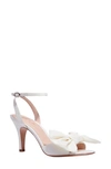 Kate Spade Gloria Satin Bow Ankle-strap Pumps In Ivory Bridal