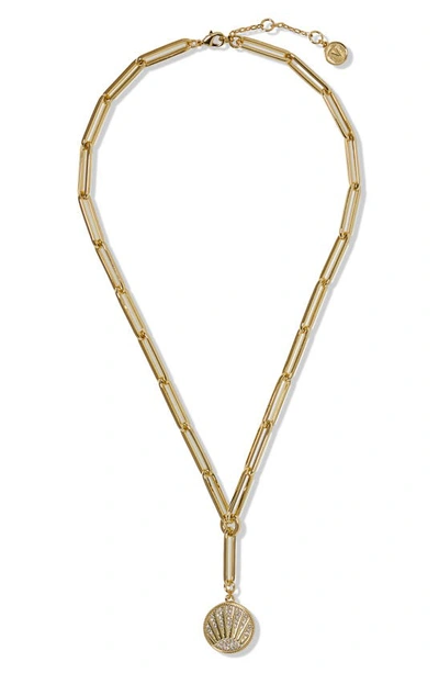 Vince Camuto Sunburst Pendant Y-necklace In Gold/crystal