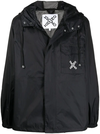 Kenzo Men's Sport Typographic Wind-resistant Jacket In Black