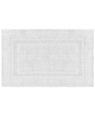 Jean Pierre Cotton Stonewash Racetrack 21x34 Bath Rug Bedding In White