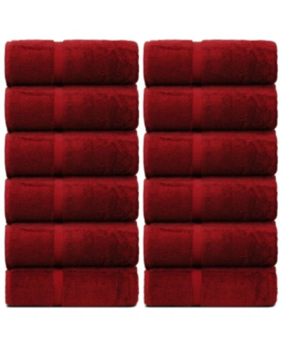 Bc Bare Cotton Luxury Hotel Spa Towel Turkish Cotton Wash Cloths, Set Of 12 In Cranberry