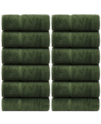 Bc Bare Cotton Luxury Hotel Spa Towel Turkish Cotton Wash Cloths, Set Of 12 In Moss