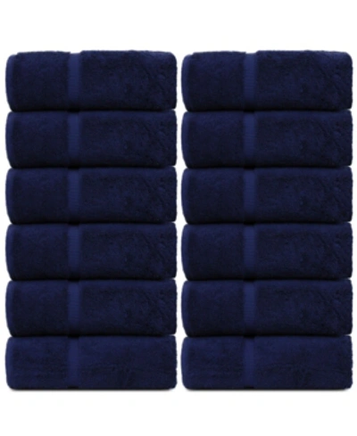 Bc Bare Cotton Luxury Hotel Spa Towel Turkish Cotton Wash Cloths, Set Of 12 In Navy Blue