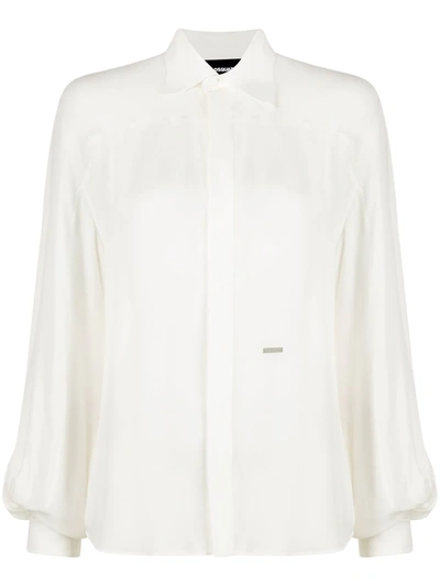 Dsquared2 Shirt In Silk With Wide Sleeves In White