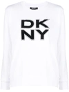 Dkny Logo-print Jersey Sweatshirt In Ivory