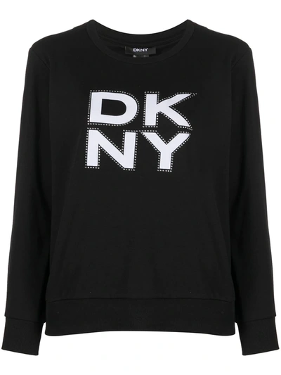 Dkny Logo Cotton-blend Sweatshirt In Black