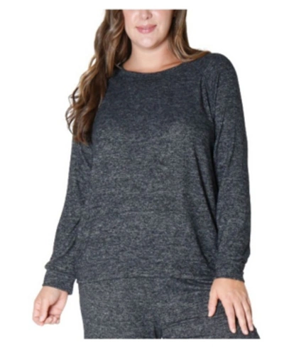 Coin 1804 Women's Plus Size Cozy Raglan Sweatshirt In Charcoal