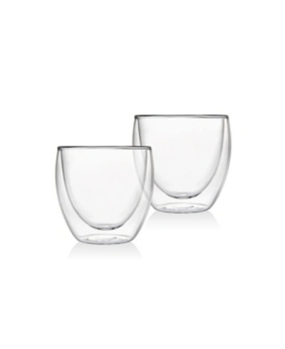 Godinger Set Of 2 Double Wall Glass Short Drinking Glasses In Clear