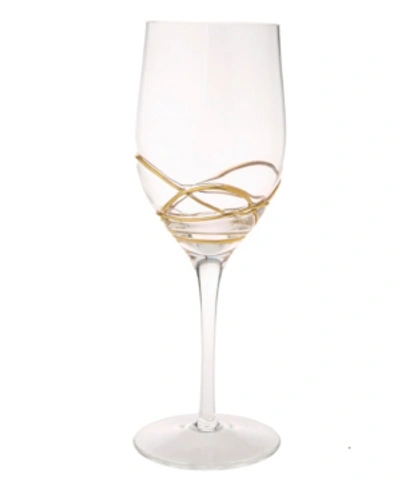Classic Touch Vivid Wine Glasses With 14k Gold Swirl Design In Clear