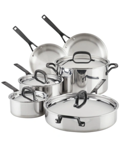 Kitchenaid Polished Stainless Steel 10-pc. Cookware Set In Silver