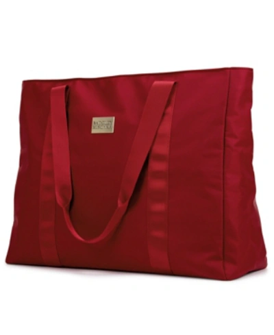 Badgley Mischka Nylon Travel Tote Weekender Bag In Burgundy