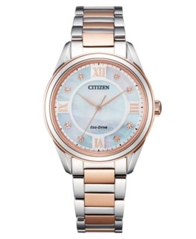 Citizen Eco-drive Women's Arezzo Diamond-accent Two-tone Stainless Steel Bracelet Watch 32mm In Multi/two-tone