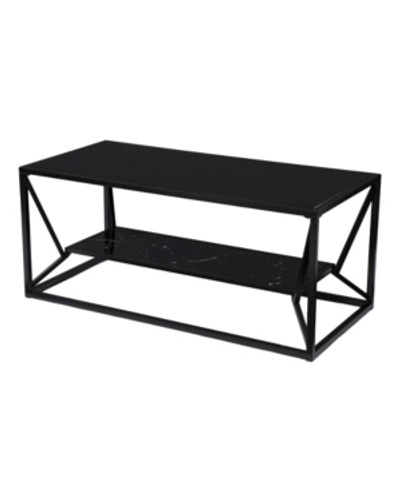 Southern Enterprises Argall Glass Top Cocktail Table With Storage In Black