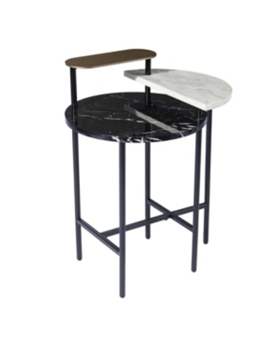 Southern Enterprises Arcklid Faux Marble End Table With Storage In Black