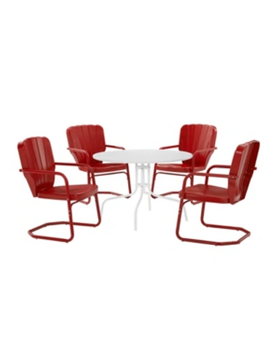Crosley Ridgeland 5 Piece Outdoor Dining Set In Red