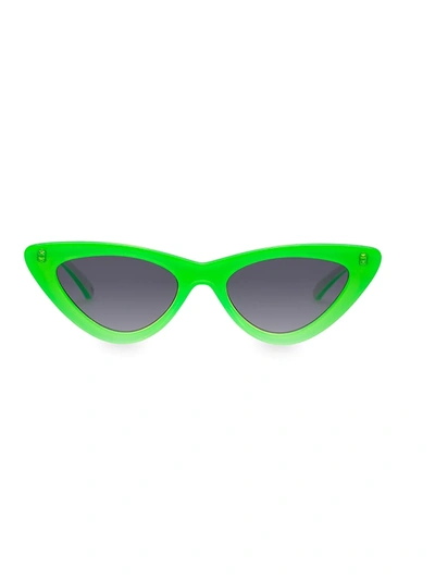Le Specs Women's The Last Lolita 51mm Cat Eye Sunglasses In Neon Lime
