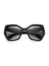 Prada Angular 56mm Pentagonal Sunglasses In Black