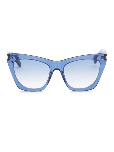 Saint Laurent Women's 55mm Translucent Cat Eye Sunglasses In Blue