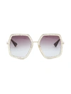 Gucci Women's 56mm Geometric Glitter Sunglasses In Gold