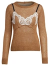 N°21 Women's Layered Camisole Mohair-blend Sweater In Pale Brown