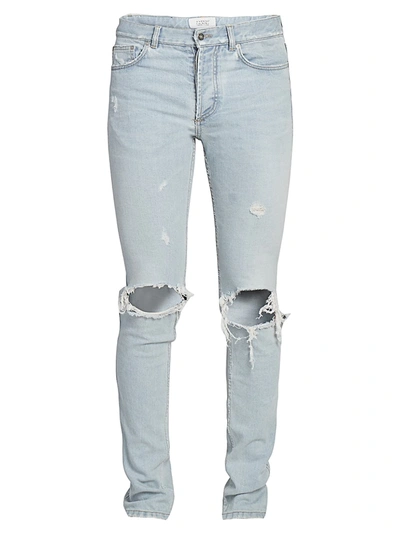 Givenchy Men's Slim-fit Distressed Jeans In Light Blue