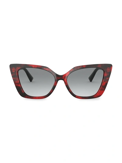 Valentino 56mm Cat Eye Sunglasses In Red Havana