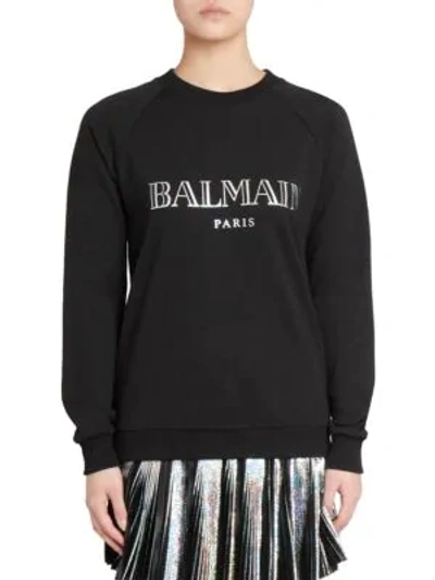Balmain Women's Hologram Logo Sweatshirt In Black