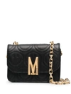 Moschino M Smiley Nappa Leather Small Shoulder Bag In Black Multi