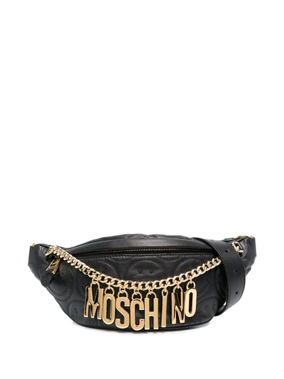 Moschino Smiley-embossed Leather Belt Bag In Black