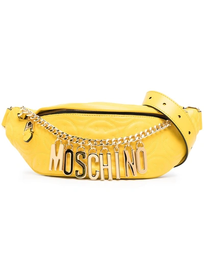 Moschino Smiley-embossed Leather Belt Bag In Yellow