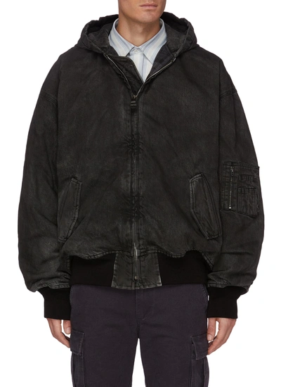 Balenciaga Japanese Wash Denim Flannel Lining Hooded Bomber Balenciaga Japanese Wash Denim Flannel Lining Hooded Bomber
