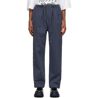 Balenciaga Navy Gabardine Pyjama Trousers In Navy/anthr