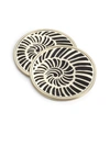 L'objet 4-piece Shell Coasters In Black/gold