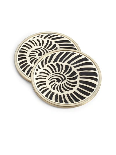 L'objet 4-piece Shell Coasters In Black/gold
